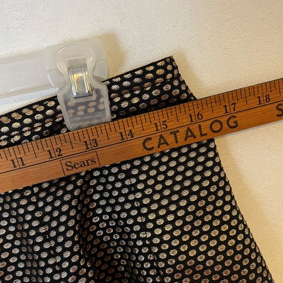 Nine West Skirt A Line Pleaded Black Gold Metallic Lined Dressy Flowey Womens - Picture 3 of 10